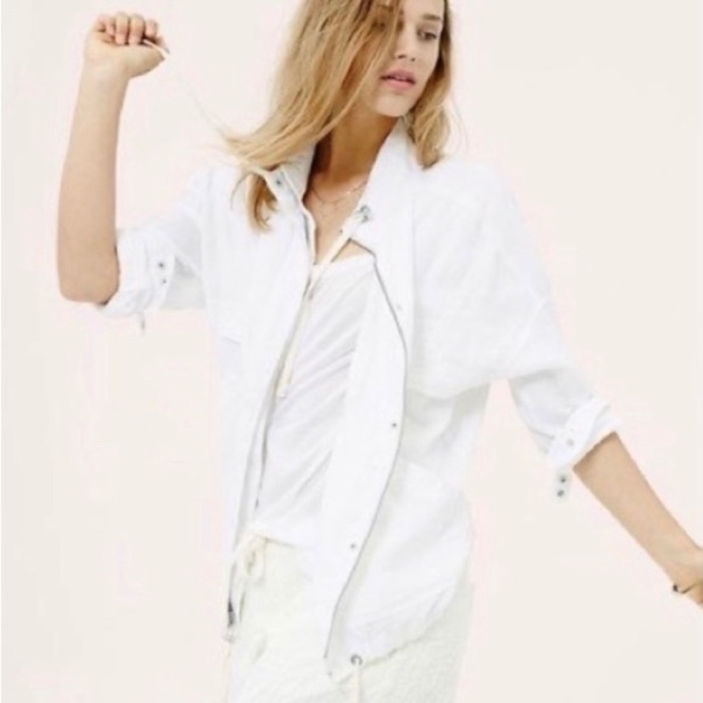 Lou & Grey, Utility Jacket, Size S, White Linen